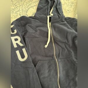 Nantucket Cru Navy Zip-Up Hoodie with White Lettering - Nantucket Enbroidered on